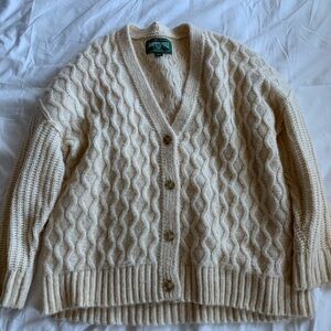 American Eagle Outfitters Cream Cable Knit Cardigan